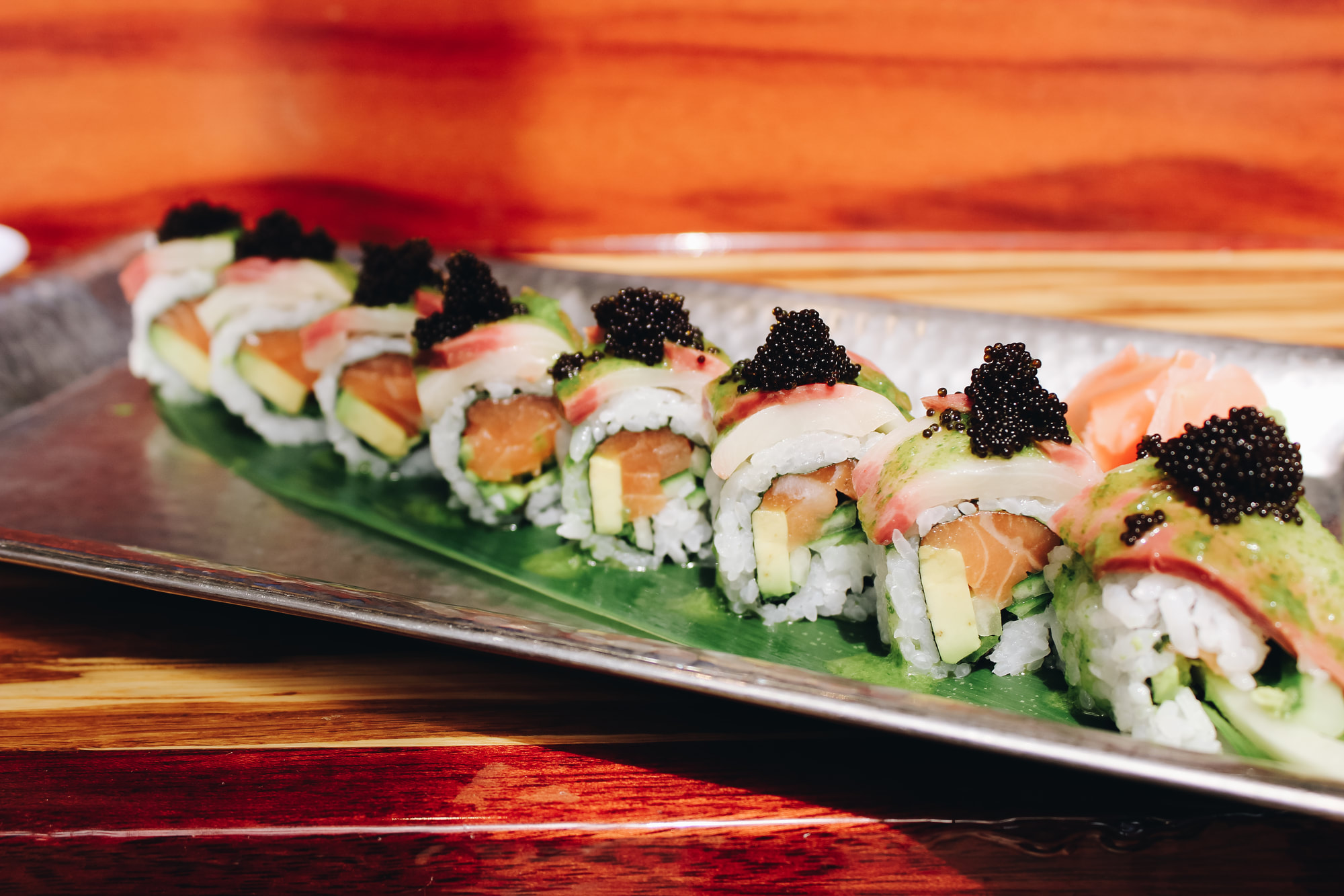 A tray of Ohana sushi rolls